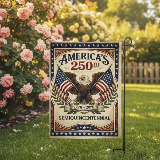America 250th Garden Flag, 1776-2026 Patriotic Eagle Yard Flag, Semiquincentennial Outdoor Decor, Fourth of July USA Flag, Vintage Americana