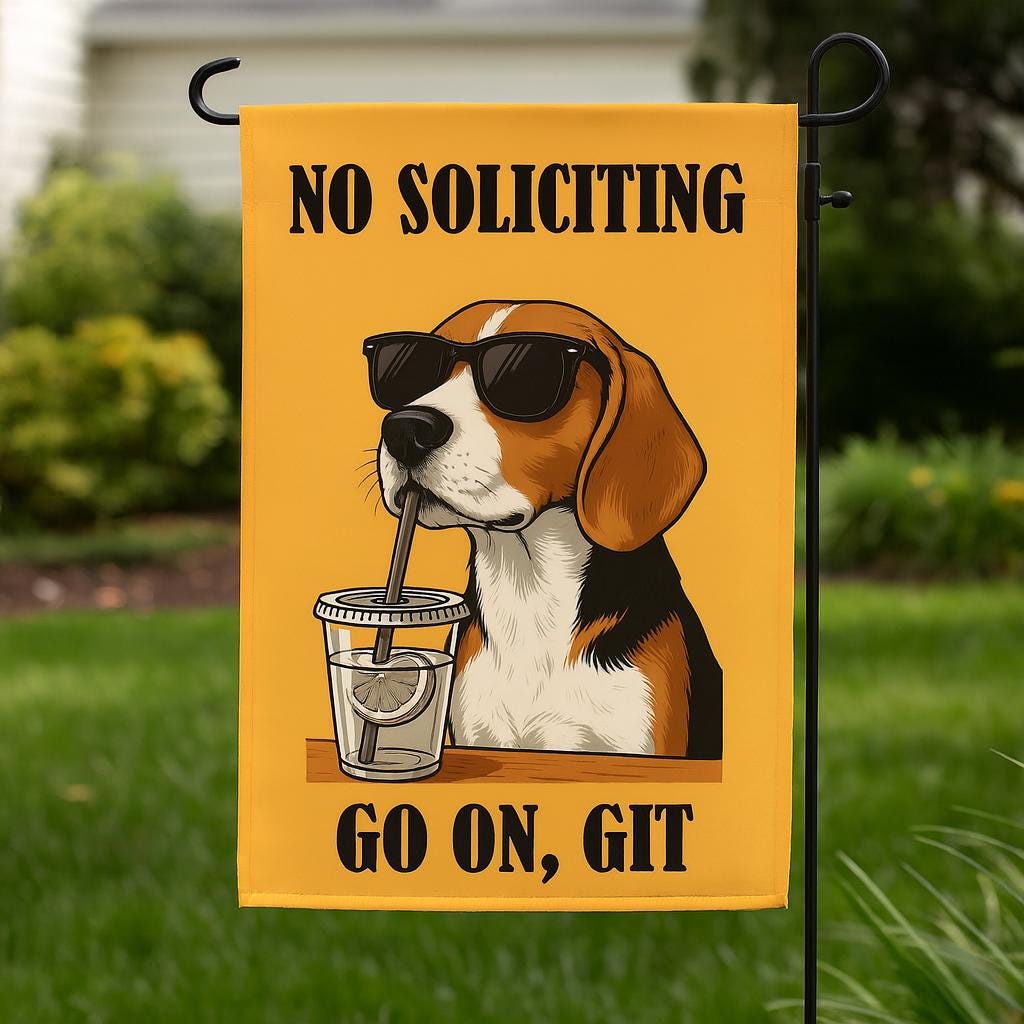 Personalized Garden Flag - Customized No Soliciting Dog Flag Funny Go On, Git Custom Name Outdoor Decor Pet Gift Multiple Breeds Colors