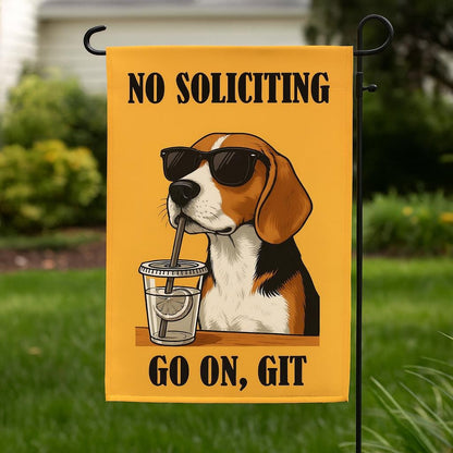 Personalized Garden Flag - Customized No Soliciting Dog Flag Funny Go On, Git Custom Name Outdoor Decor Pet Gift Multiple Breeds Colors