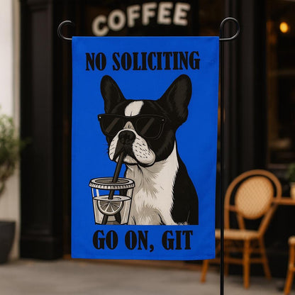 Personalized Garden Flag - Customized No Soliciting Dog Flag Funny Go On, Git Custom Name Outdoor Decor Pet Gift Multiple Breeds Colors