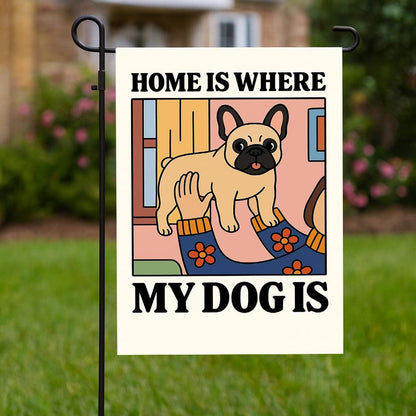 Personalizable Dog Garden Flag, Customizable Pet Breed Outdoor Yard Sign, Home is Where My Dog Is, Cute Gift for Dog Lovers Family Friends
