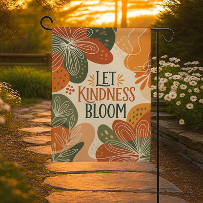 Fall Garden Flag, Let Kindness Bloom Yard Decor, Inspirational Outdoor Banner, Autumn Floral Porch Sign, Seasonal Gift for Friends Family