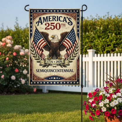 America 250th Garden Flag, 1776-2026 Patriotic Eagle Yard Flag, Semiquincentennial Outdoor Decor, Fourth of July USA Flag, Vintage Americana