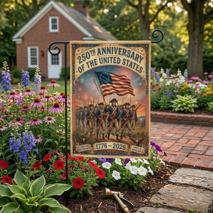 250th Anniversary USA Garden Flag, 1776–2026 Patriotic Yard Decor, American Revolution Flag, Americana Independence Day Outdoor Flag Gift