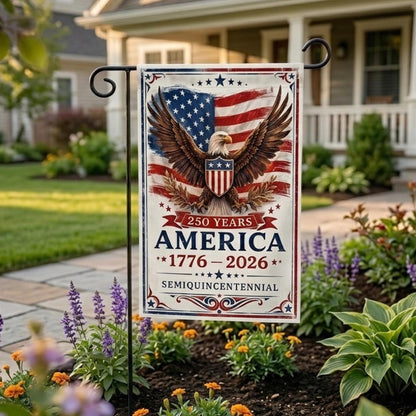 America 250 Years Garden Flag 1776-2026, Patriotic Eagle Yard Flag, Semiquincentennial Independence Day Decor, Fourth of July Outdoor Flag