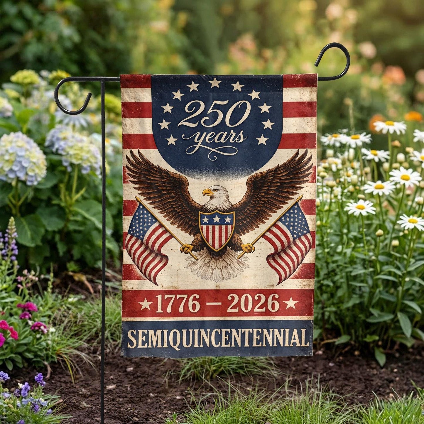 Patriotic 250 Years Garden Flag, USA Eagle Independence Day Decor, 1776–2026 Semiquincentennial Yard Flag, American Outdoor Banner