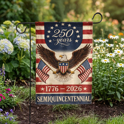 Patriotic 250 Years Garden Flag, USA Eagle Independence Day Decor, 1776–2026 Semiquincentennial Yard Flag, American Outdoor Banner