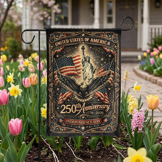 USA 250th Anniversary Garden Flag 1776–2026, Patriotic Independence Day Yard Decor, Outdoor Flag Usa, Vintage Eagle Liberty Outdoor Flag