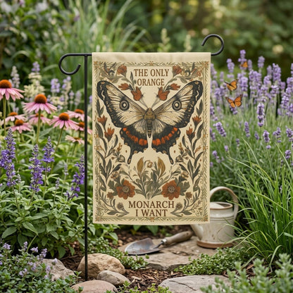 Monarch Butterfly Garden Flag Vintage Botanical Style, Cottagecore Outdoor Yard Decor, Nature Lover Gift Yard Decor,  Floral Insect Art Flag