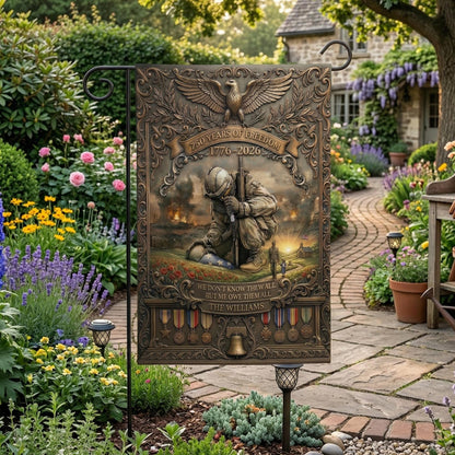 Veteran Memorial Garden Flag 250 Years of Freedom 1776–2026, Patriotic Military Tribute Yard Decor, Personalized Veteran Honor Flag
