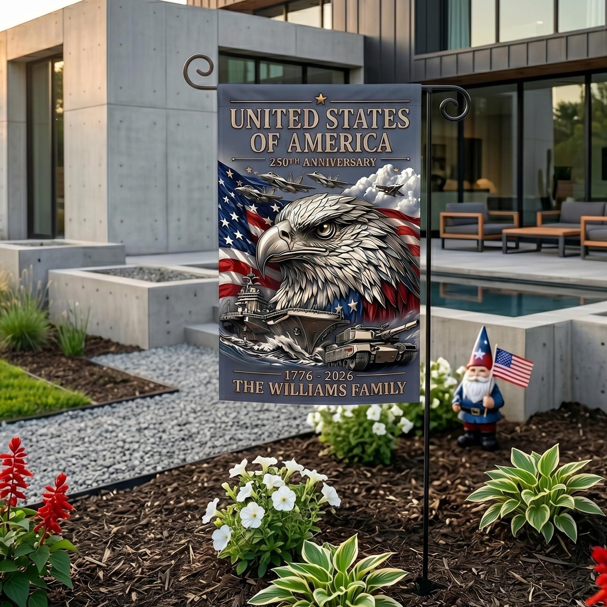 Patriotic Garden Flag, 250th Anniversary Decor, Personalized Family Yard Flag, Bald Eagle USA 1776 2026 Patriotic Porch Decor, GIFT 2026