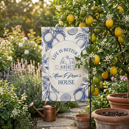 Personalized Garden Flag, Grandparents Gift, Lemon Toile Summer Yard Decor, Mimi and Poppi House Flag, Custom Porch Welcome Decor, GIFT 2026