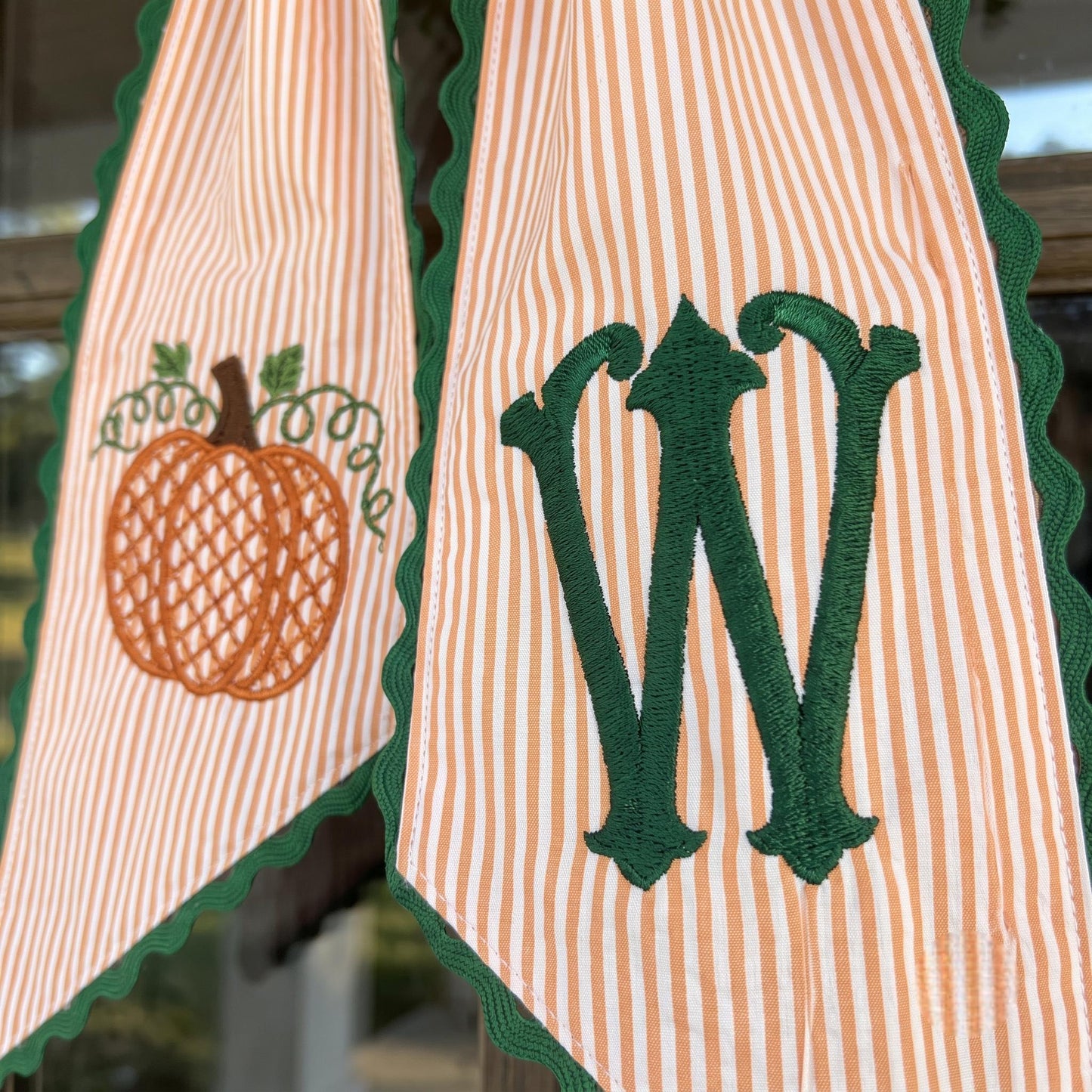 Embroidered Pumpkin Wreath Sash: Personalized Fall Door, Festive Halloween Autumn Porch Decor