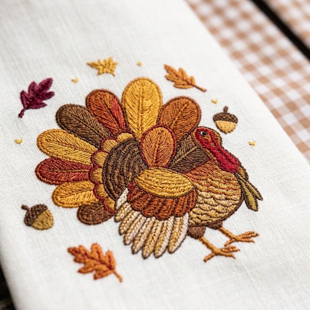 Thanksgiving Wreath Sash, Embroidered Turkey Monogram Door Bow, Gingham Autumn Decor, Custom Fall Wreath Ribbon